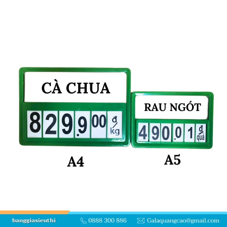 Bảng giá quầy rau, bảng lật số siêu thị