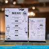 Menu mica A4 đế đen, menu để bàn