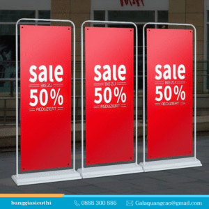 Standee kiểu cửa đế sắt